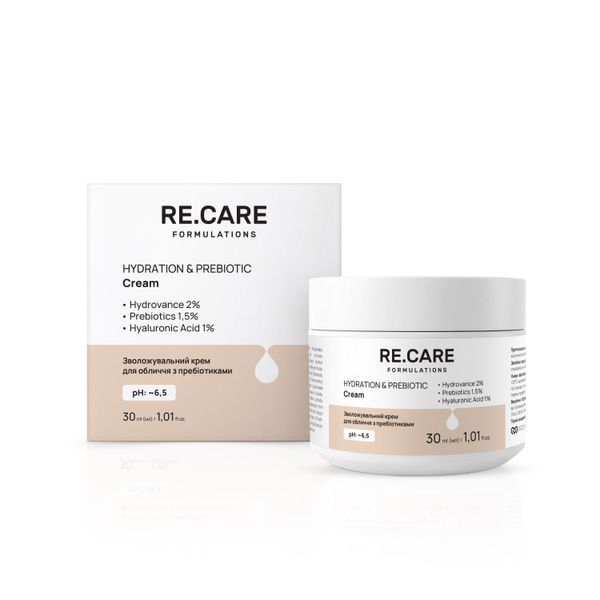 Зволожувальний крем для обличчя з пребіотиками Hydration & Prebiotic Cream RE.CARE 30 мл 4823109414303 фото від MYRIAM