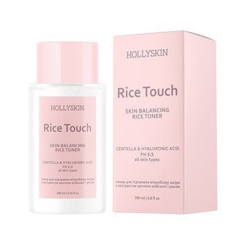 Тонер для підтримки мікробіому шкіри HOLLYSKIN Rice Touch з екстрактом центели азійської і рисом 4823109701342 фото від MYRIAM
