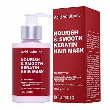 Живильна маска для волосся з активними кислотами і кератином HOLLYSKIN Acid Solution 4823109701120 фото від MYRIAM