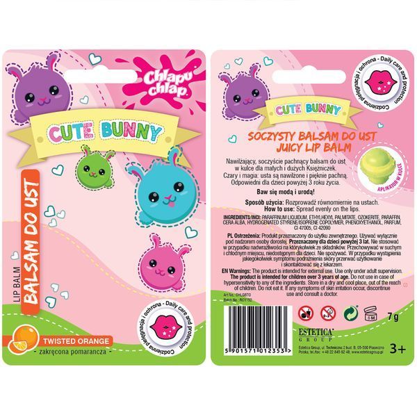 Бальзам для губ дитячий Chlapu Chlap CUTE BUNNY - Twisted orange 5901571012353 фото від MYRIAM
