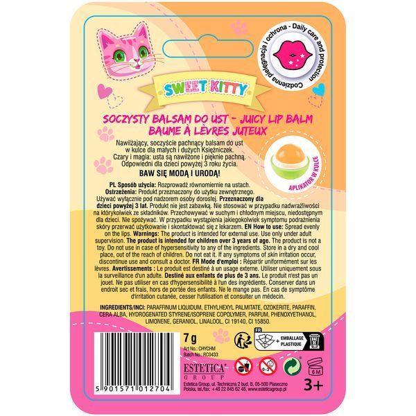Бальзам для губ дитячий Chlapu Chlap SWEET KITTY - Honey melon 5901571012704 фото від MYRIAM