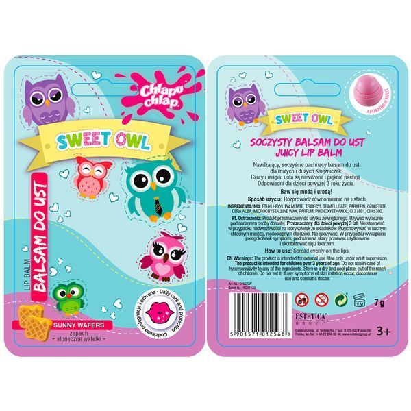 Бальзам для губ дитячий Chlapu Chlap SWEET OWL - Sunny wafers 5901571012568 фото від MYRIAM